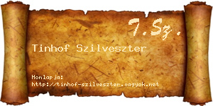 Tinhof Szilveszter névjegykártya